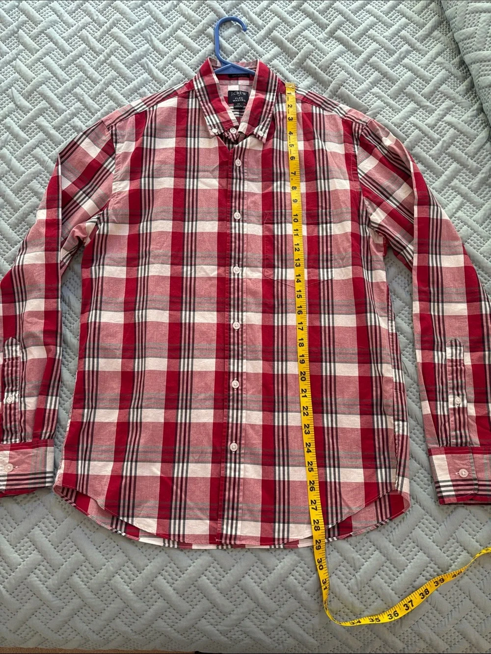 J. Crew Slim Untucked Flex Washed Red and White Plaid Button-Down Shirt